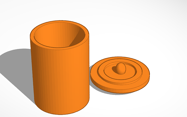 3D design orange pot (with lid) - Tinkercad