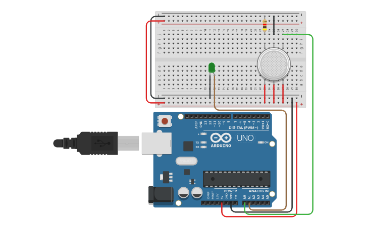 Circuit design ARDUINO-GAS SENSOR - Tinkercad