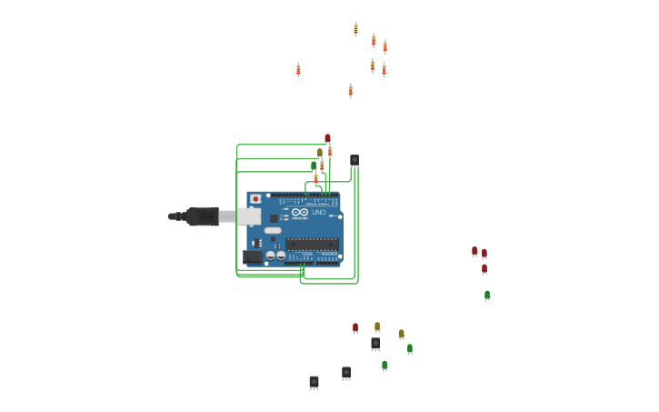 Circuit design Smart Traffic Control system - Tinkercad