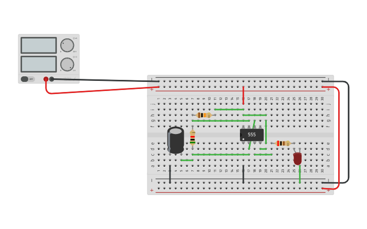 Circuit design 555 timer circuit - Tinkercad
