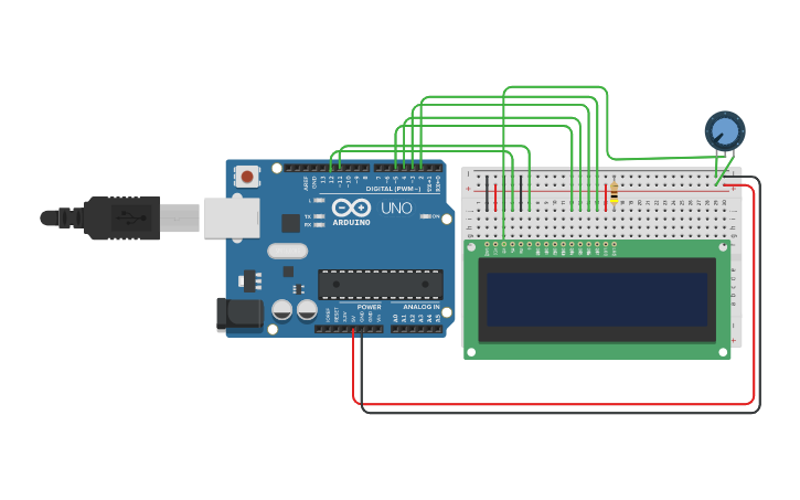 Circuit design Arduino with LCD Interface - Tinkercad