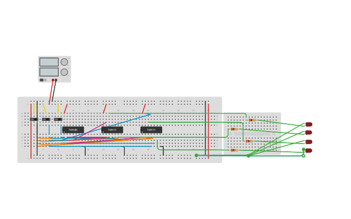 Circuit design 1:4 DEMUX - Tinkercad