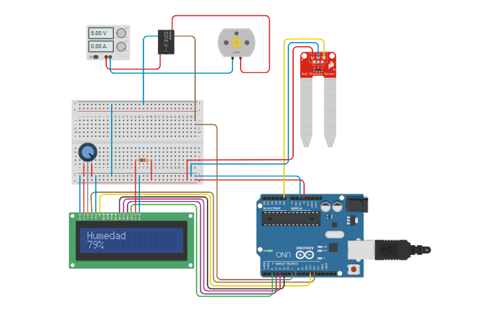 Circuit design Sensor de Humedad - Tinkercad