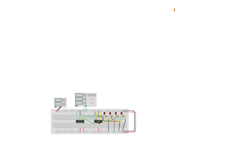 Circuit design REAL 4 BIT ASYNCHRONOUS DOWN COUNTER - Tinkercad