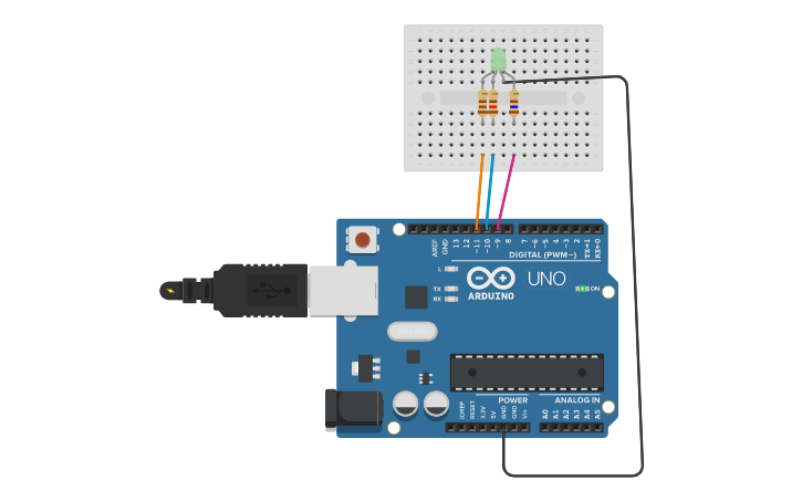 Circuit design Led RGB - Tinkercad