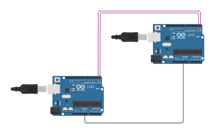 Circuit design Serial Communication between two Arduino - Tinkercad