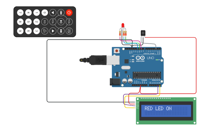 Circuit design Embedded System with IR Remote Control. - Tinkercad