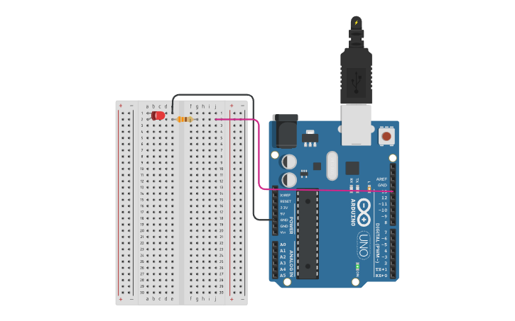 Circuit design Circuit 1A: Blink an LED - Tinkercad