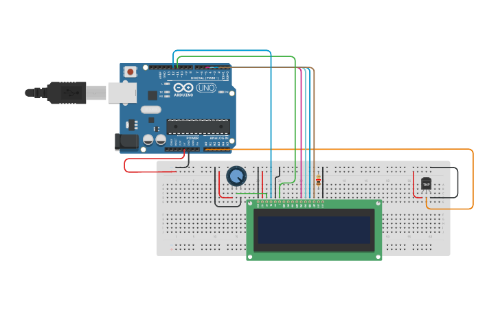 Circuit design LM35 - Tinkercad