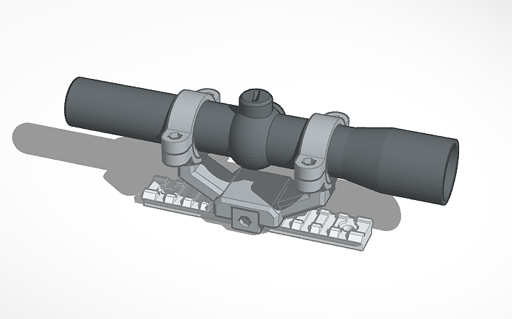 3D design Picatinny Rail & 30 mm Mount Ring - Tinkercad