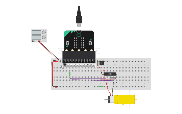 Circuit design micro bit l293D - Tinkercad