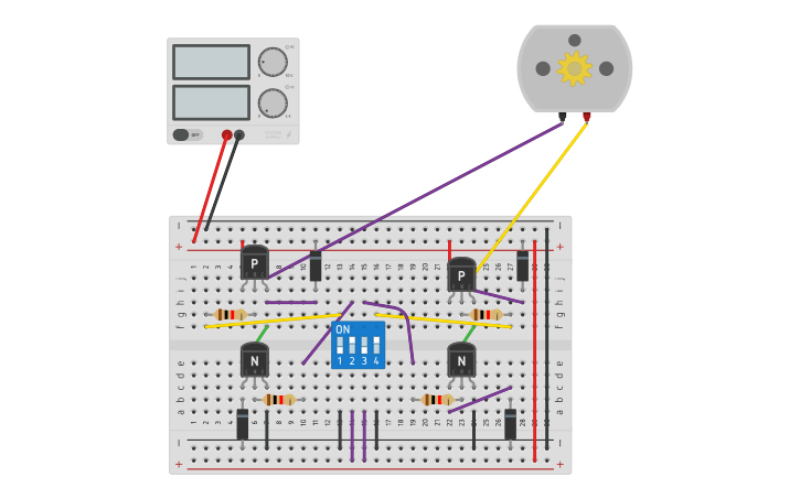 Circuit design H bridge motor controller - Tinkercad