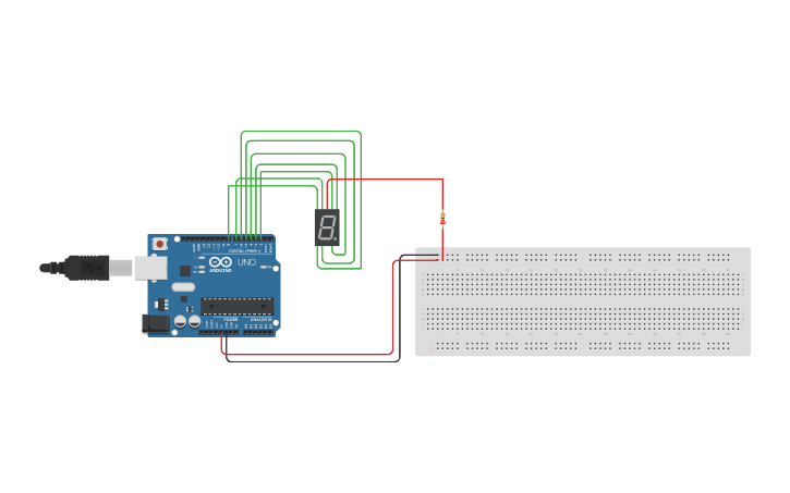 Circuit design LED 7 Thanh - Tinkercad