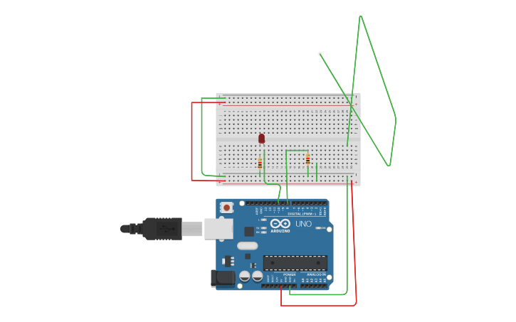 Circuit design LED and switch - Tinkercad
