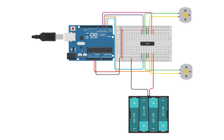 Circuit design Motor driver using arduino - Tinkercad