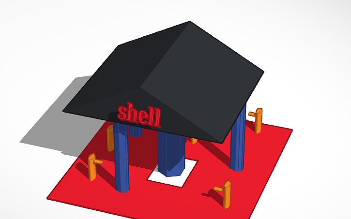 3D design posto de gasolina shell do caio azeitoninha - Tinkercad