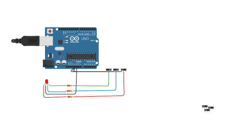 Circuit design led rgb - Tinkercad