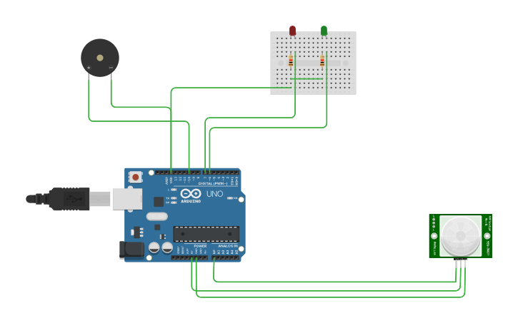 Circuit design Project PIR sensor - Tinkercad