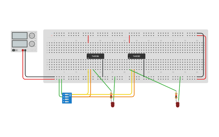 Circuit design XOR and NOR - Tinkercad