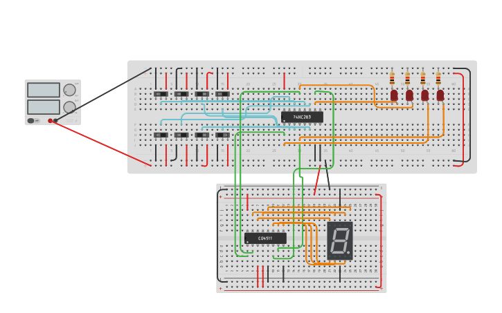 Circuit design 7 segment - Tinkercad