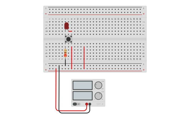 Circuit design Led button controlled - Tinkercad