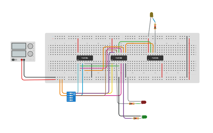 Circuit design 1Bit Magnitude Comparator - Tinkercad