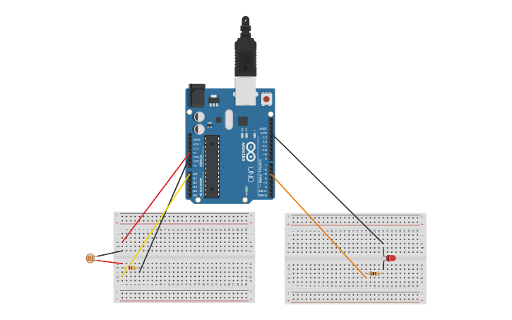 Circuit design Sensor LDR - Tinkercad