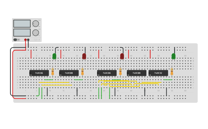 Circuit design Half and Full Adder - Tinkercad