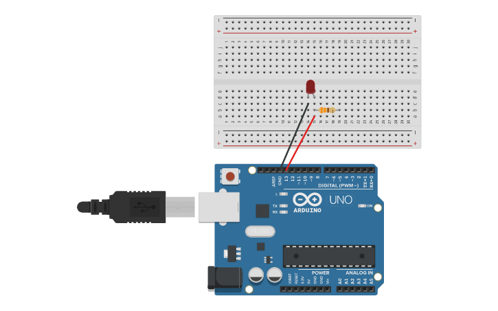 Circuit design LED Light Arduino External - Tinkercad