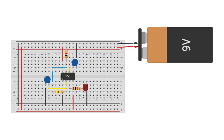 Circuit design Blinking Light with 555 Timer - Tinkercad