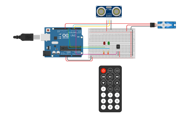 Circuit design AUTOMATIC GATE - Tinkercad