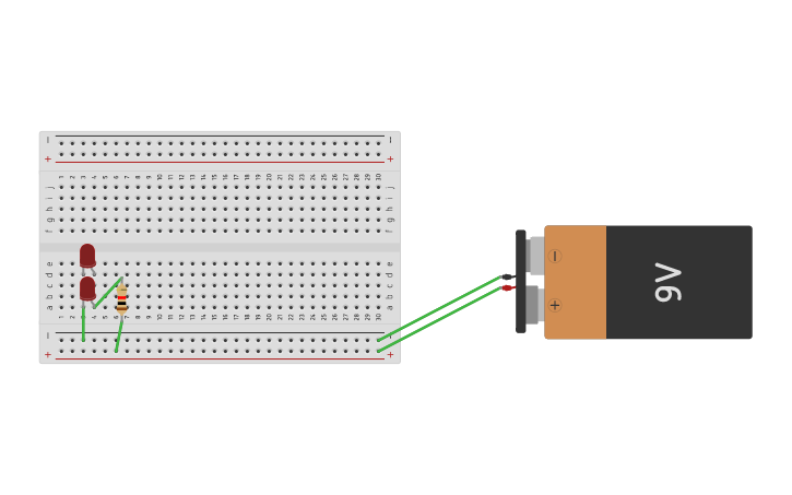 Circuit design LED in parallel using breadboard - Tinkercad