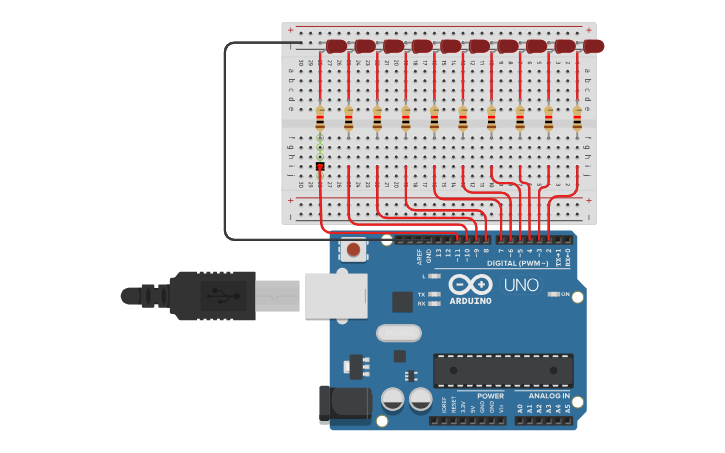Circuit design Lampu loop - Tinkercad