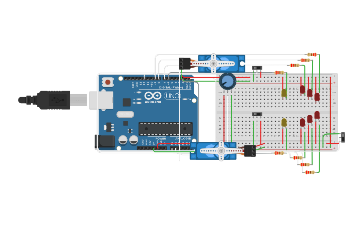 Circuit design Car Lightning System ( Dynamic Tail Lights) - Tinkercad