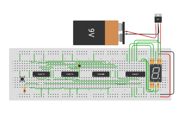 Circuit design Dem led 7 thanh - Tinkercad