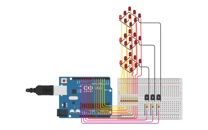 Circuit design Cubo LED 3x3 - Tinkercad