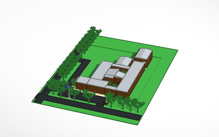 3D design 1950's Elementary School - Tinkercad
