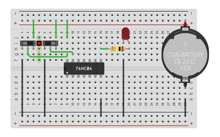 Circuit design NOR GATE - Tinkercad