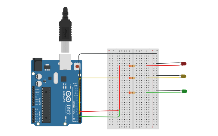 Circuit design Traffic Light System - Tinkercad