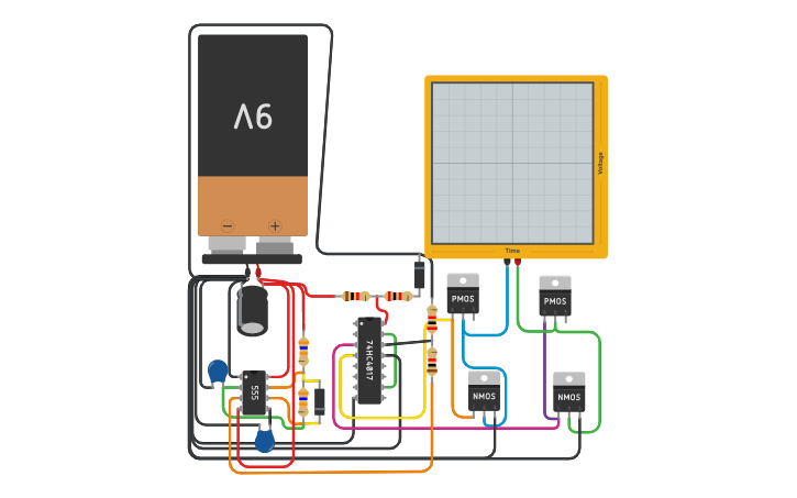 Circuit design Broken Inverter - Tinkercad