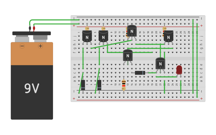 Circuit design TTL NOR Gate - Tinkercad