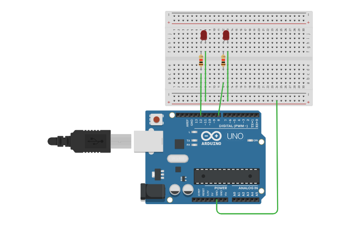 Circuit design MULTIPLE LED - Tinkercad