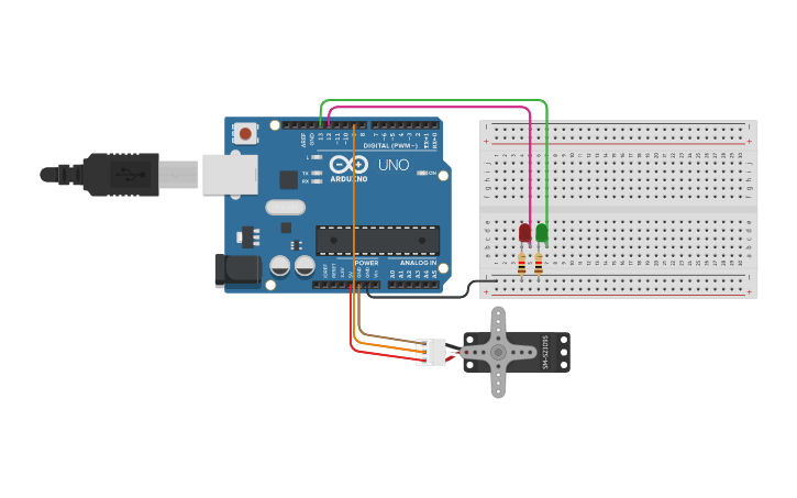 Circuit design ACT.5 led y servo ARDUINO - Tinkercad