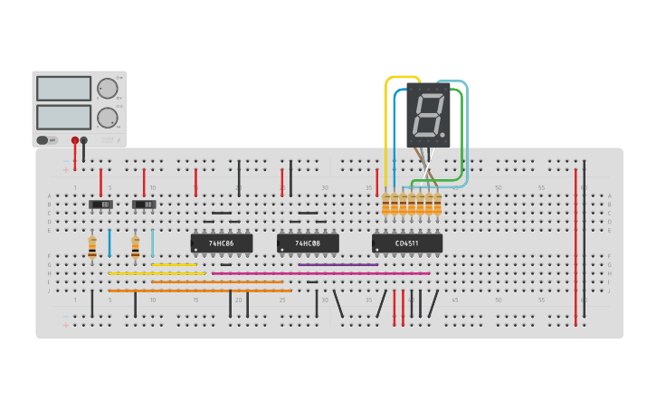Circuit design Half Adder with logic Gates - XOR and AND - Tinkercad