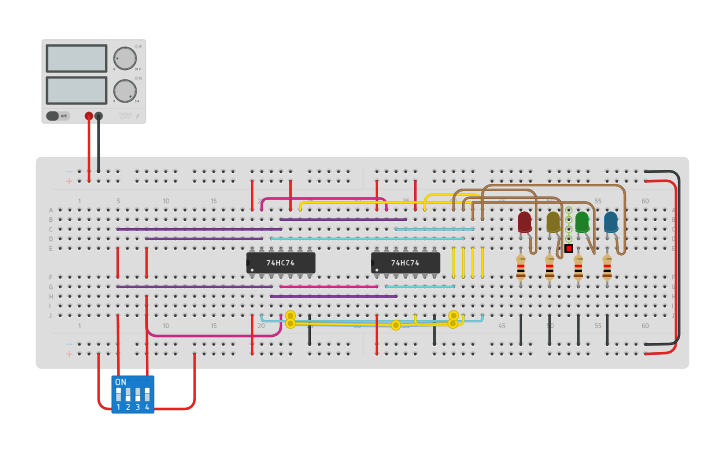 Circuit design Ring Counter - Tinkercad