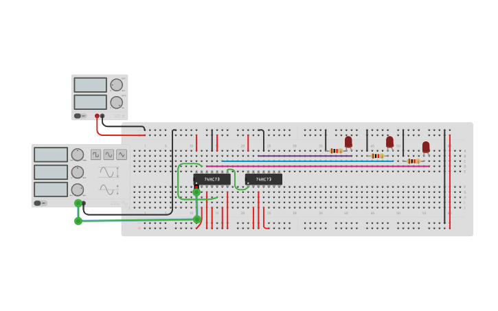 Circuit design 3 bit down counter using jk - Tinkercad