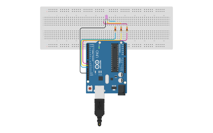 Circuit design led rgb - Tinkercad