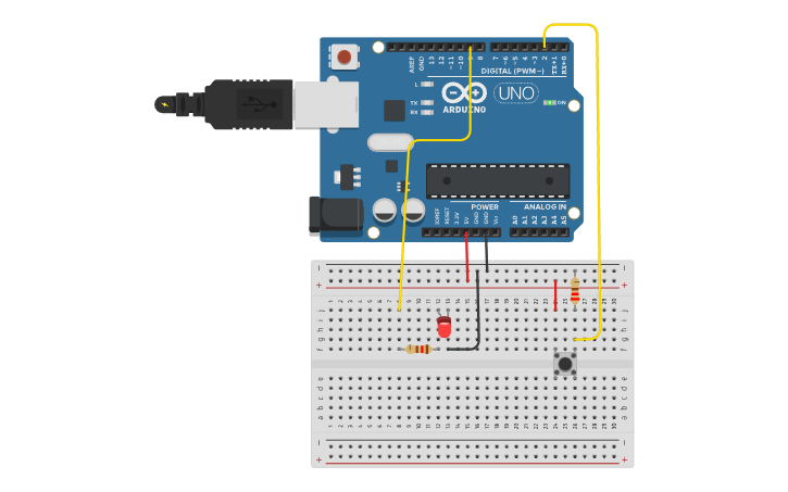 Circuit design lab 2: buttons and LED intensity control - Tinkercad