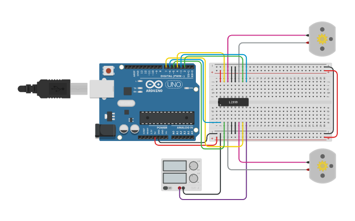 Circuit design 2 Motor Driver - Tinkercad