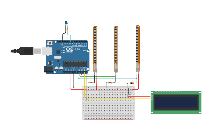 Frs Arduino Circuit design Copy of Arduino FSR using Flex Sensor - Tinkercad